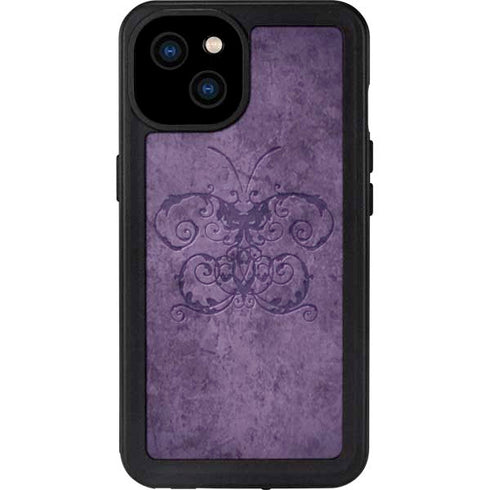 Purple Damask Butterfly by Brigid Ashwood iPhone 15 Plus Waterproof Case